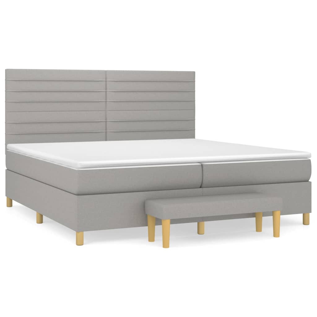 Boxspring met matras stof lichtgrijs 200x200 cm is nu te koop bij PeponiXL, paradijselijk wonen!