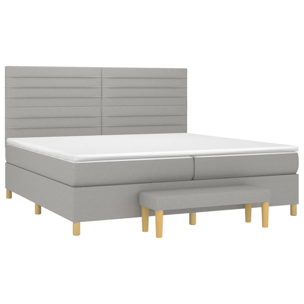 Boxspring met matras stof lichtgrijs 200x200 cm is nu te koop bij PeponiXL, paradijselijk wonen!