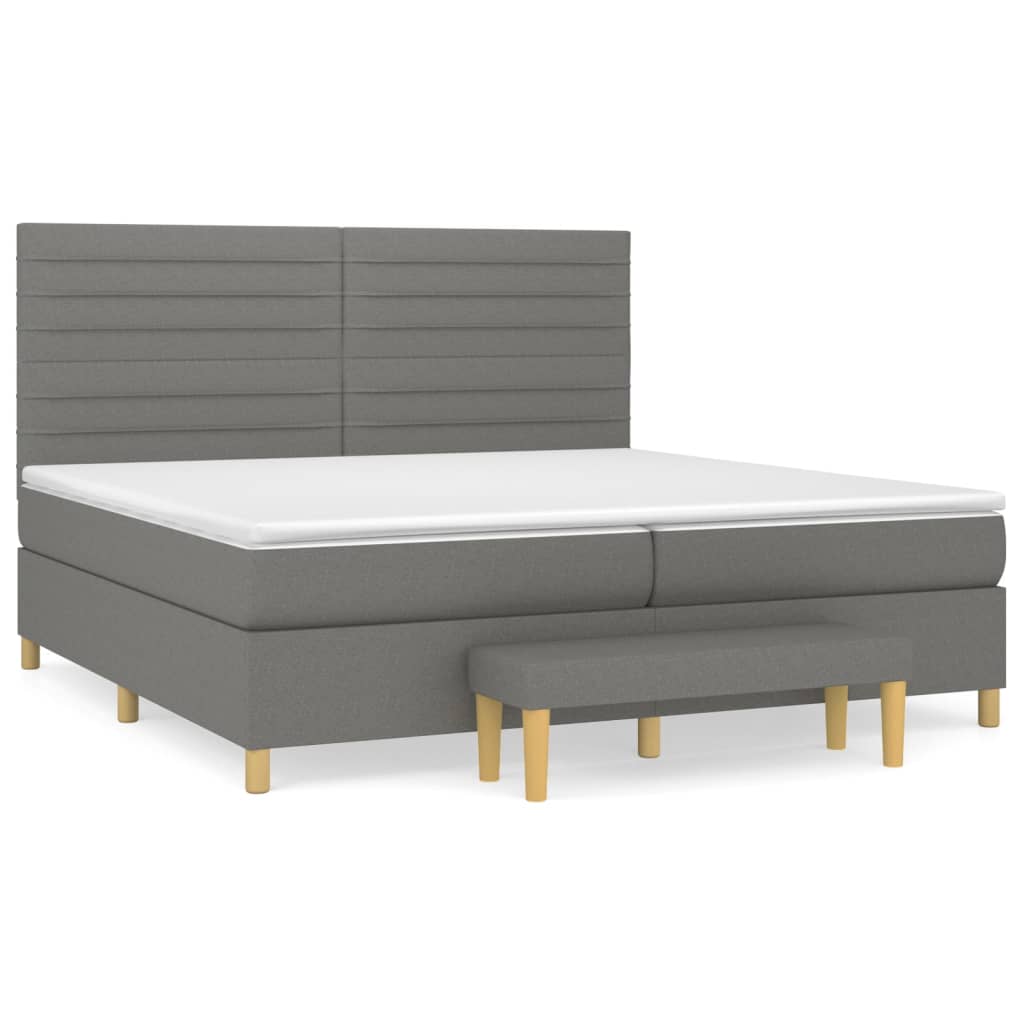 Boxspring met matras stof donkergrijs 200x200 cm is nu te koop bij PeponiXL, paradijselijk wonen!