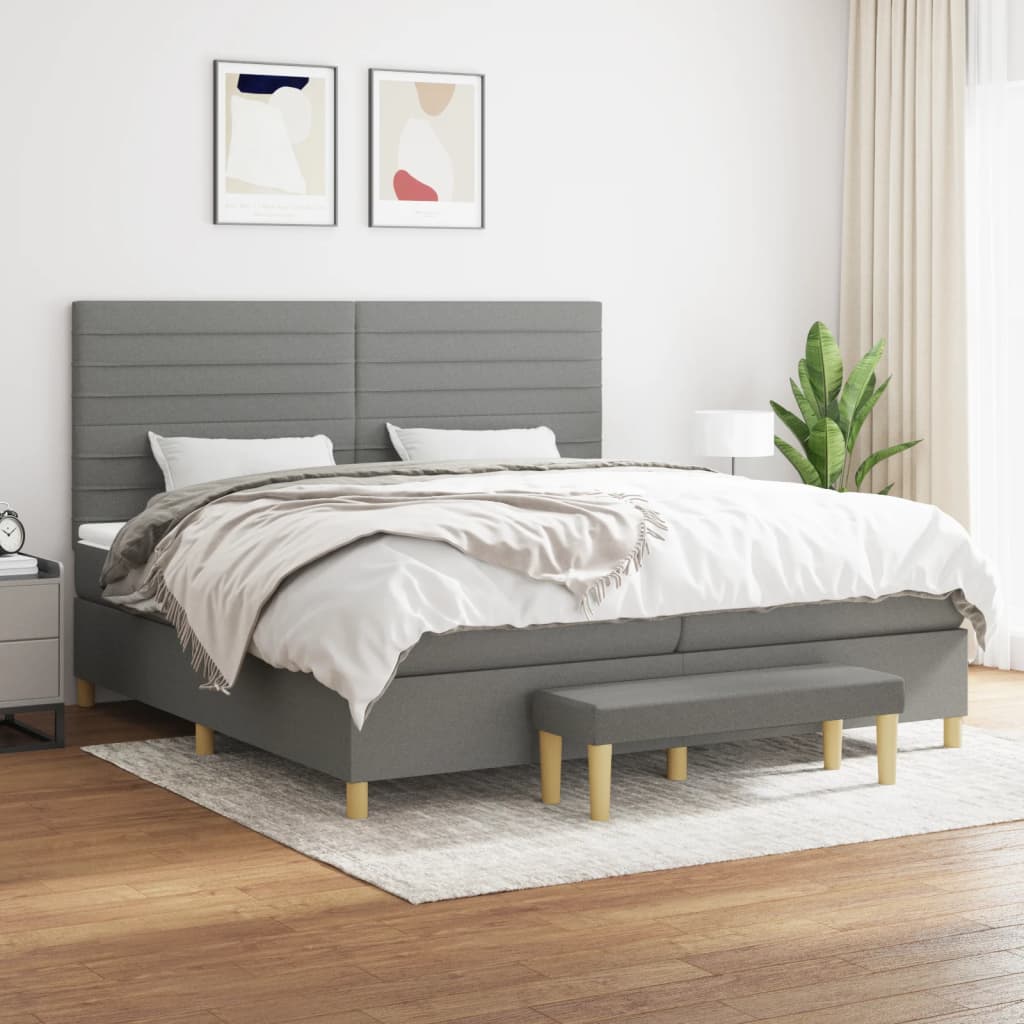 Boxspring met matras stof donkergrijs 200x200 cm is nu te koop bij PeponiXL, paradijselijk wonen!