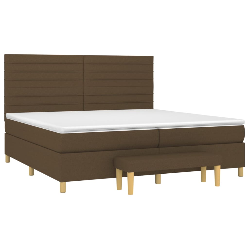 Boxspring met matras stof donkerbruin 200x200 cm is nu te koop bij PeponiXL, paradijselijk wonen!
