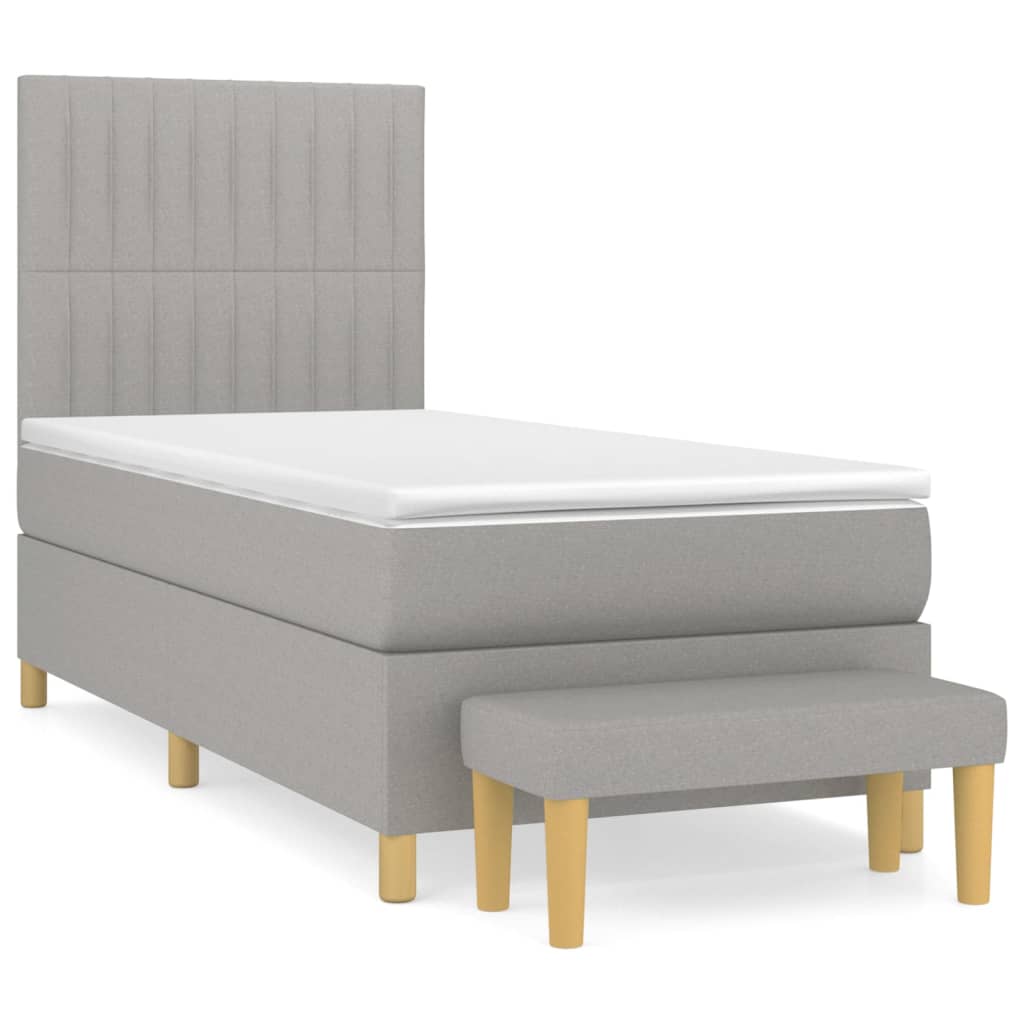 Boxspring met matras stof lichtgrijs 80x200 cm is nu te koop bij PeponiXL, paradijselijk wonen!