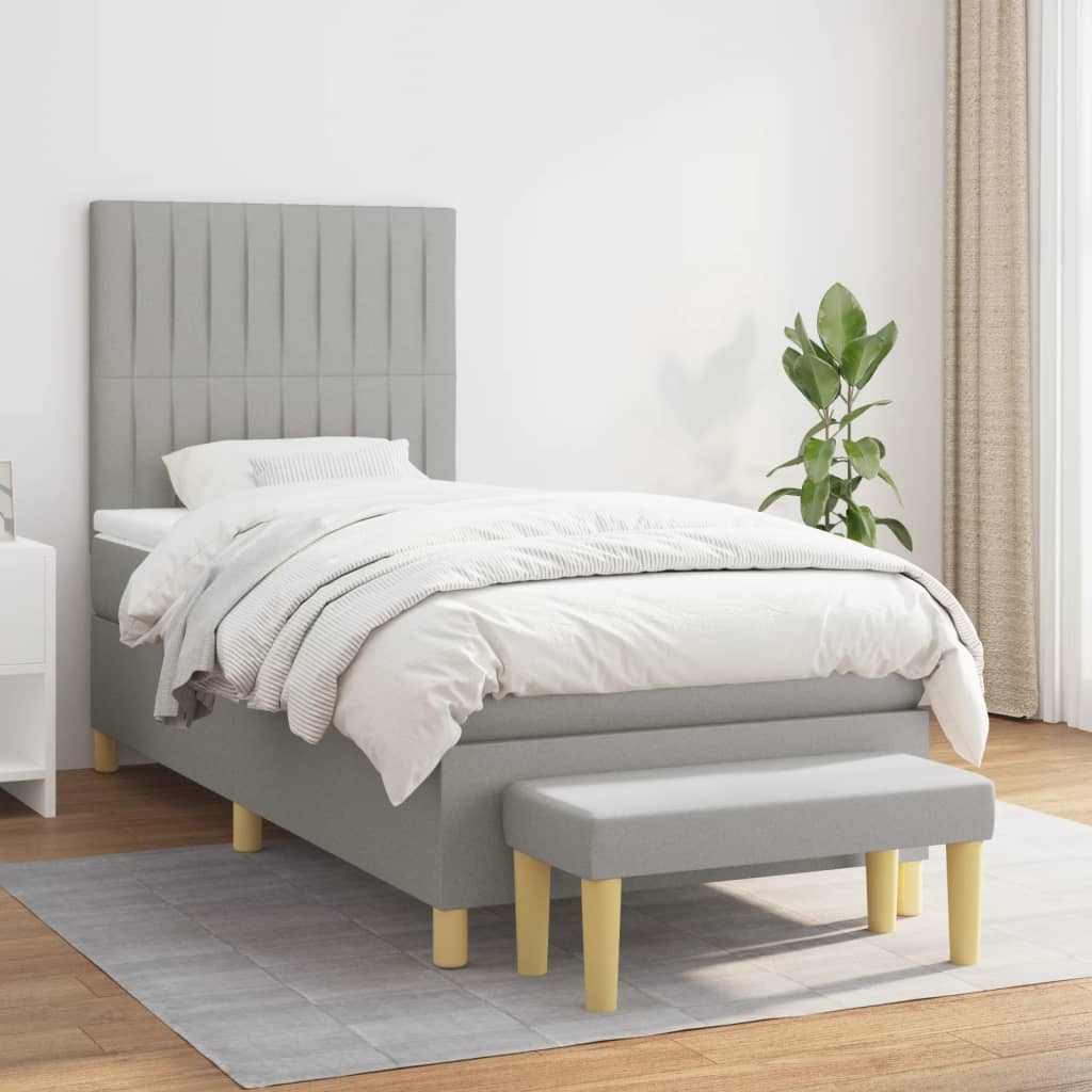Boxspring met matras stof lichtgrijs 80x200 cm is nu te koop bij PeponiXL, paradijselijk wonen!