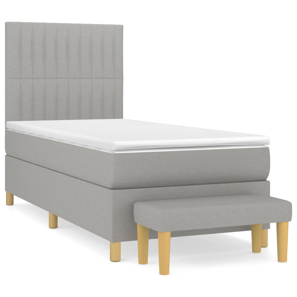 Boxspring met matras stof lichtgrijs 90x190 cm is nu te koop bij PeponiXL, paradijselijk wonen!