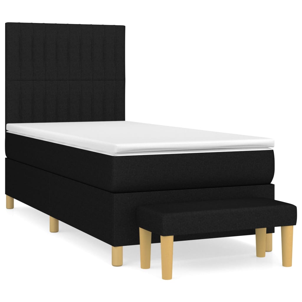 Boxspring met matras stof zwart 90x190 cm is nu te koop bij PeponiXL, paradijselijk wonen!