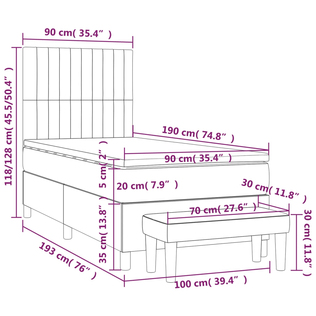 Boxspring met matras stof blauw 90x190 cm is nu te koop bij PeponiXL, paradijselijk wonen!