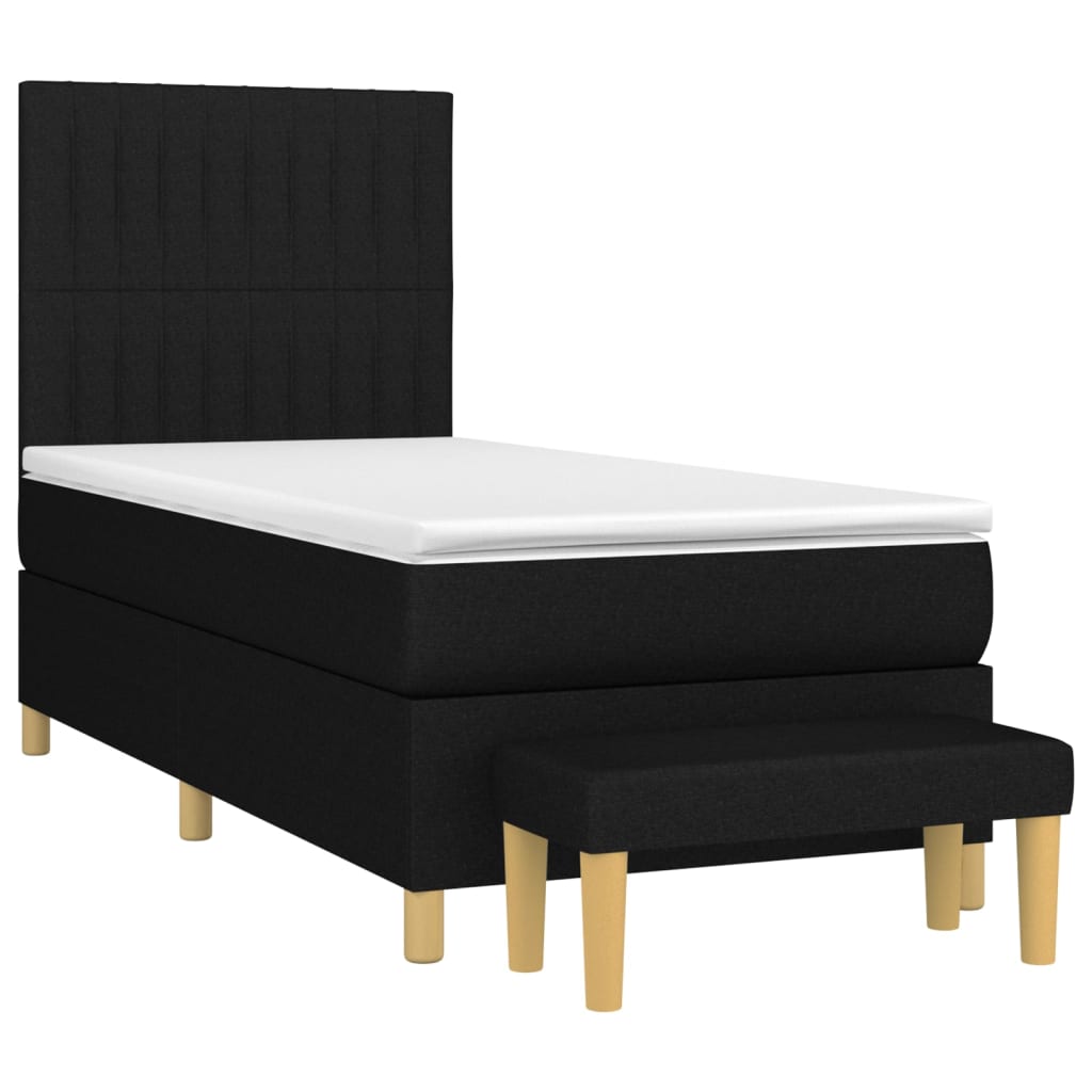 Boxspring met matras stof zwart 90x200 cm is nu te koop bij PeponiXL, paradijselijk wonen!