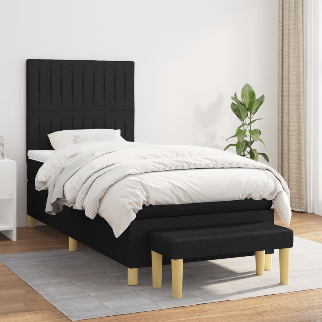 Boxspring met matras stof zwart 90x200 cm is nu te koop bij PeponiXL, paradijselijk wonen!