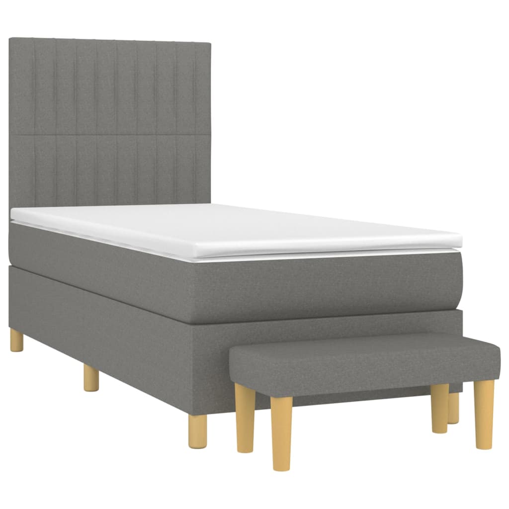 Boxspring met matras stof donkergrijs 100x200 cm is nu te koop bij PeponiXL, paradijselijk wonen!