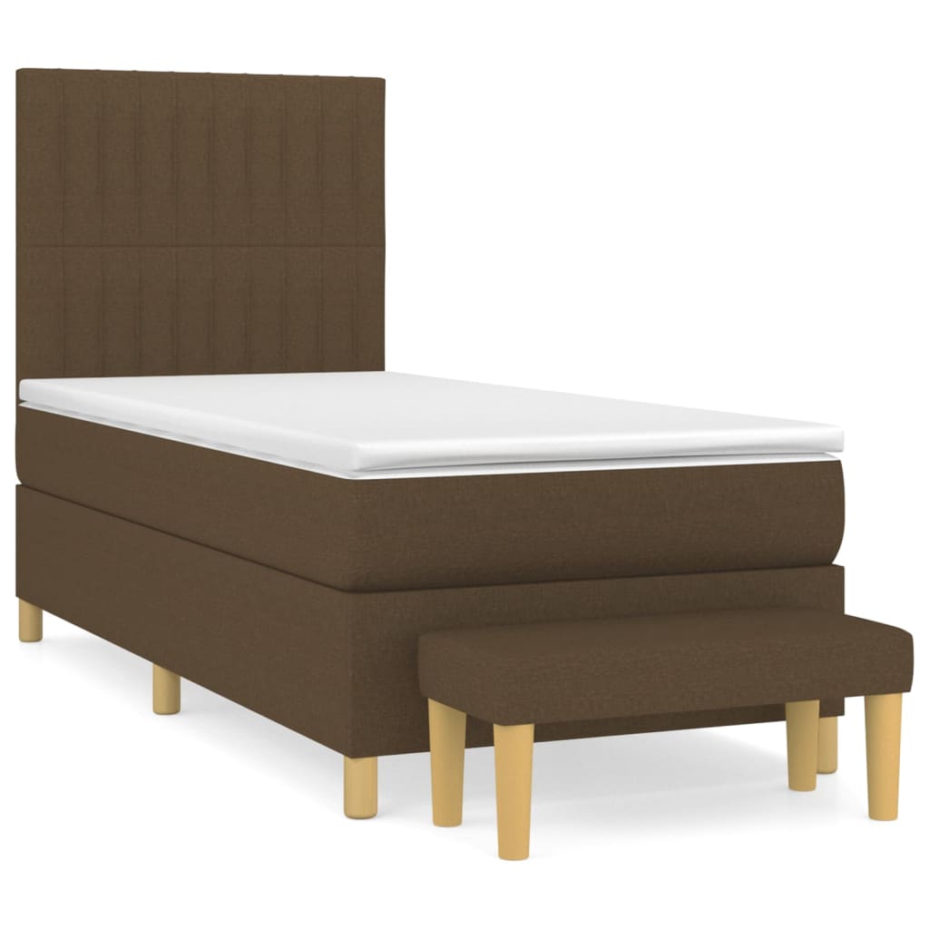Boxspring met matras stof donkerbruin 100x200 cm is nu te koop bij PeponiXL, paradijselijk wonen!