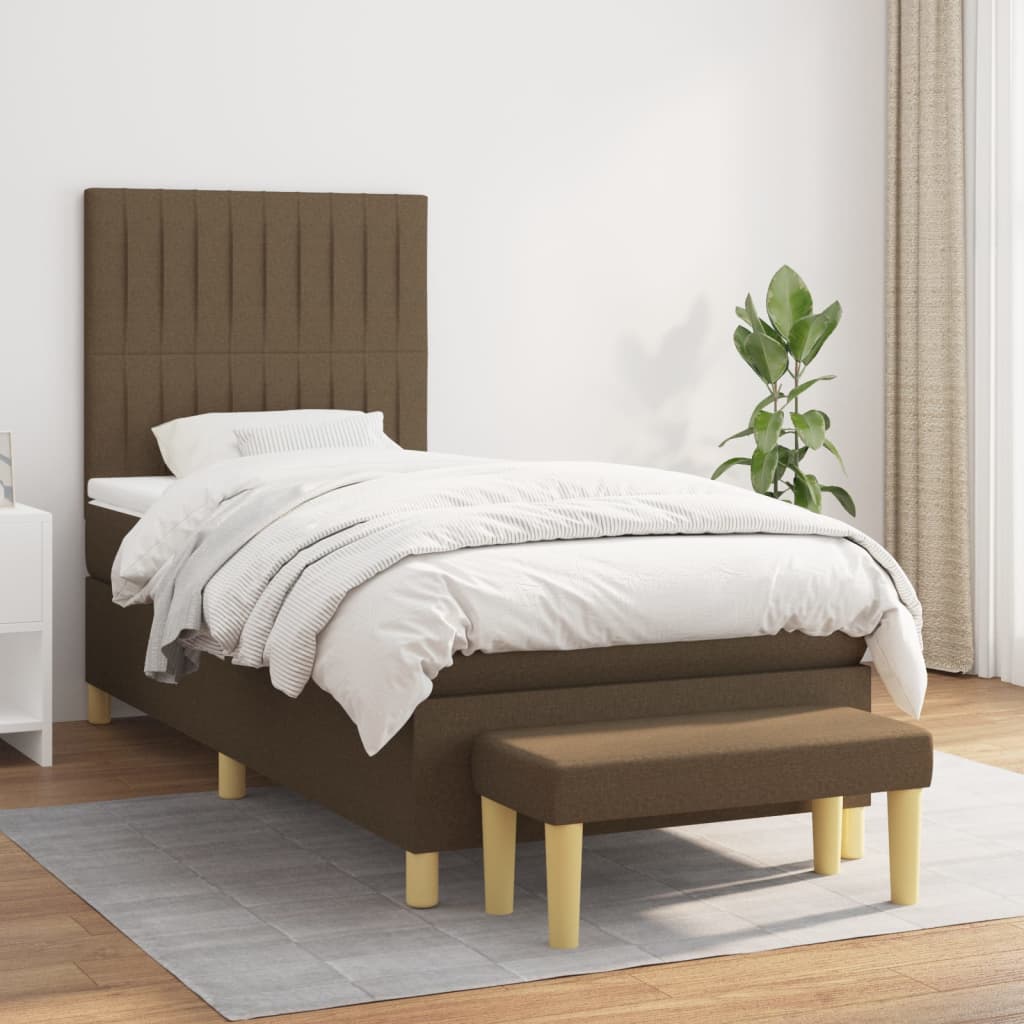 Boxspring met matras stof donkerbruin 100x200 cm is nu te koop bij PeponiXL, paradijselijk wonen!