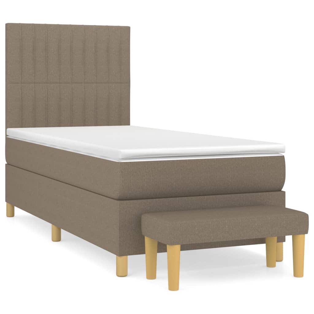 Boxspring met matras stof taupe 100x200 cm is nu te koop bij PeponiXL, paradijselijk wonen!