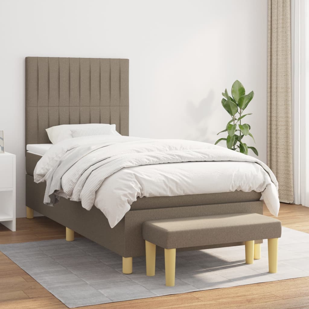 Boxspring met matras stof taupe 100x200 cm is nu te koop bij PeponiXL, paradijselijk wonen!