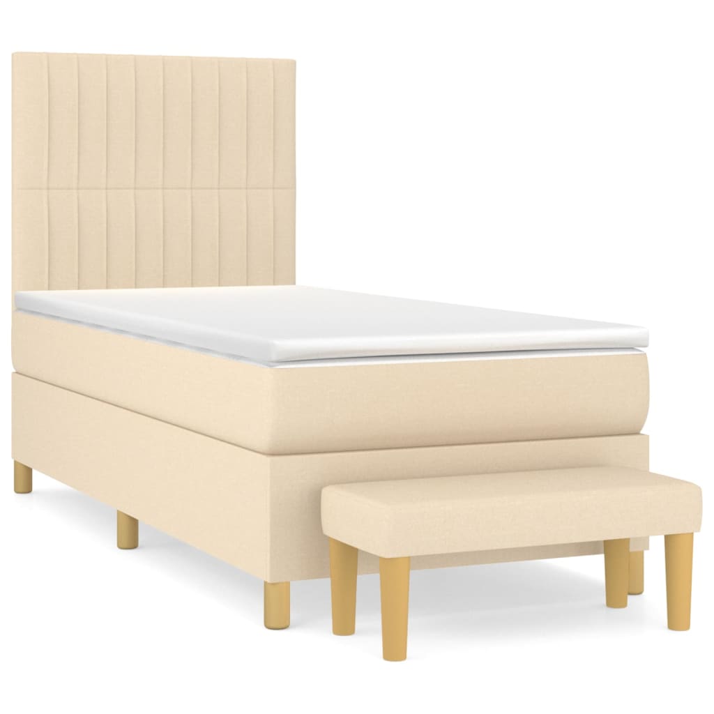 Boxspring met matras stof crèmekleurig 100x200 cm is nu te koop bij PeponiXL, paradijselijk wonen!