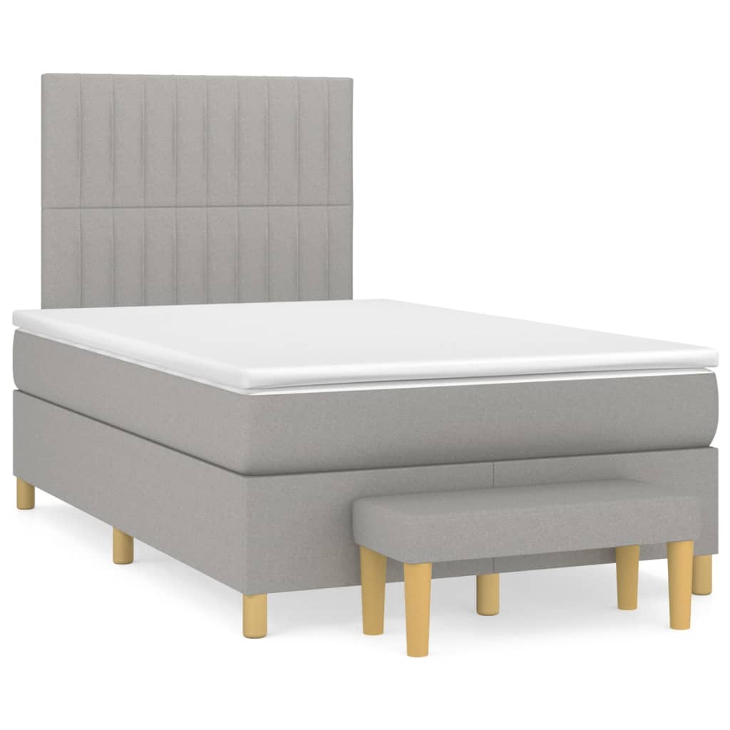 Boxspring met matras stof lichtgrijs 120x200 cm is nu te koop bij PeponiXL, paradijselijk wonen!