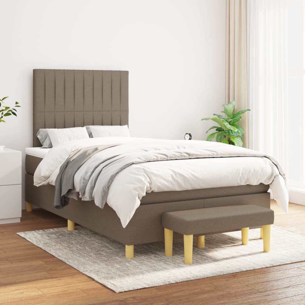 Boxspring met matras stof taupe 120x200 cm is nu te koop bij PeponiXL, paradijselijk wonen!