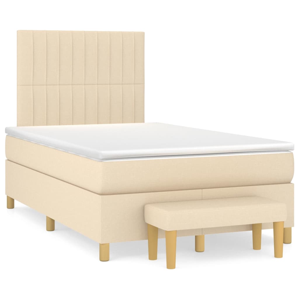 Boxspring met matras stof crèmekleurig 120x200 cm is nu te koop bij PeponiXL, paradijselijk wonen!