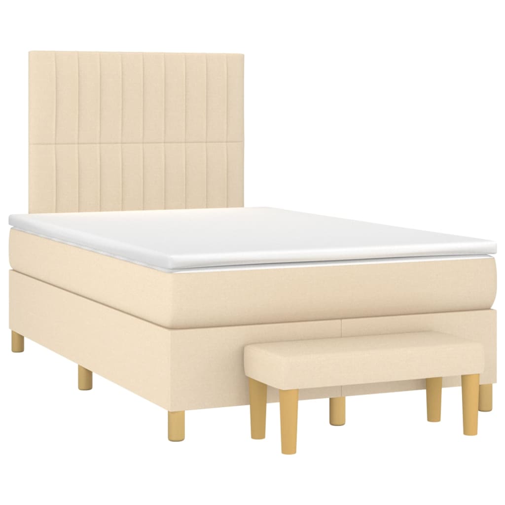 Boxspring met matras stof crèmekleurig 120x200 cm is nu te koop bij PeponiXL, paradijselijk wonen!