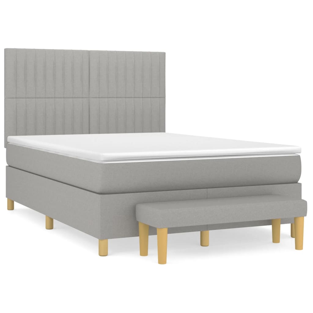 Boxspring met matras stof lichtgrijs 140x190 cm is nu te koop bij PeponiXL, paradijselijk wonen!