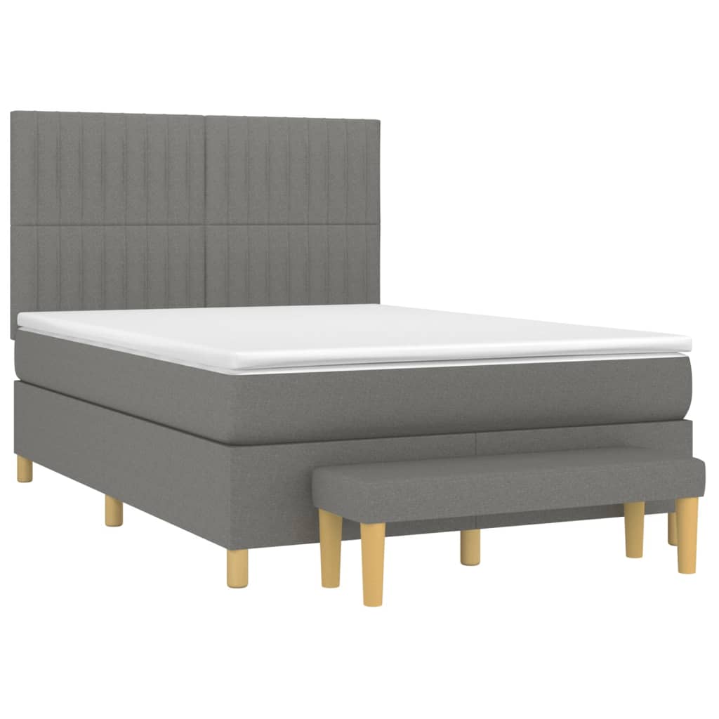 Boxspring met matras stof donkergrijs 140x190 cm is nu te koop bij PeponiXL, paradijselijk wonen!
