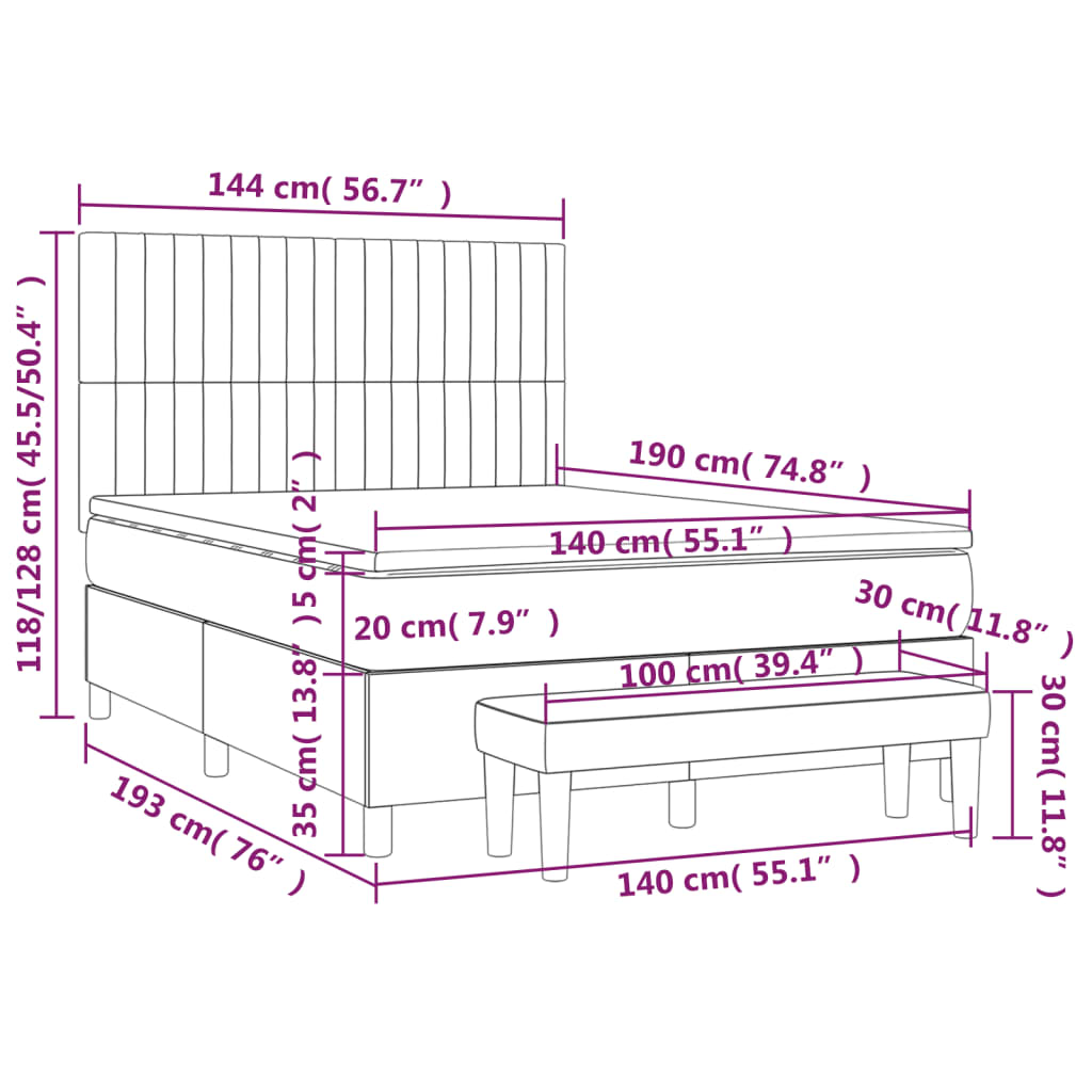 Boxspring met matras stof donkergrijs 140x190 cm is nu te koop bij PeponiXL, paradijselijk wonen!