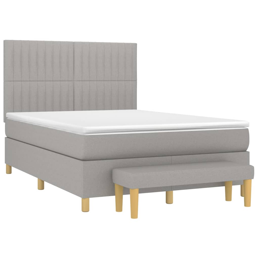 Boxspring met matras stof lichtgrijs 140x200 cm is nu te koop bij PeponiXL, paradijselijk wonen!