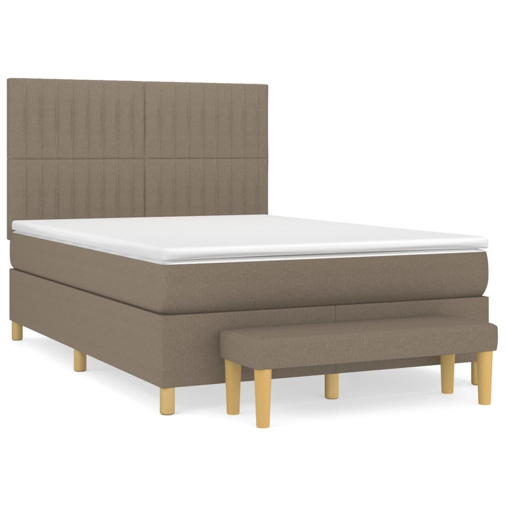 Boxspring met matras stof taupe 140x200 cm is nu te koop bij PeponiXL, paradijselijk wonen!