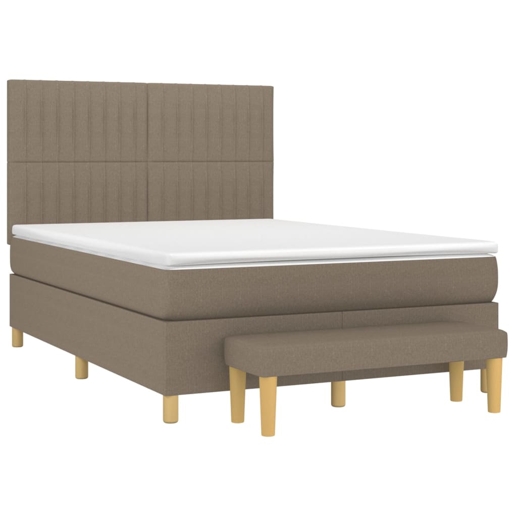 Boxspring met matras stof taupe 140x200 cm is nu te koop bij PeponiXL, paradijselijk wonen!