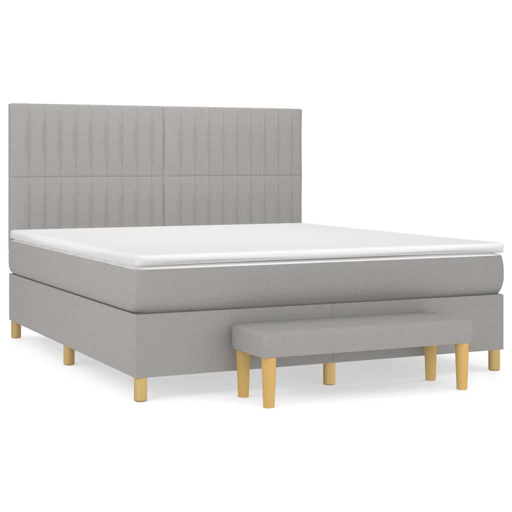 Boxspring met matras stof lichtgrijs 160x200 cm is nu te koop bij PeponiXL, paradijselijk wonen!
