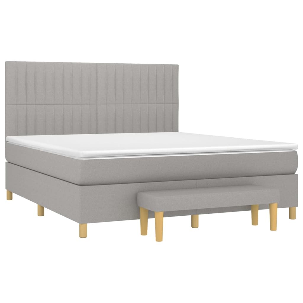 Boxspring met matras stof lichtgrijs 160x200 cm is nu te koop bij PeponiXL, paradijselijk wonen!