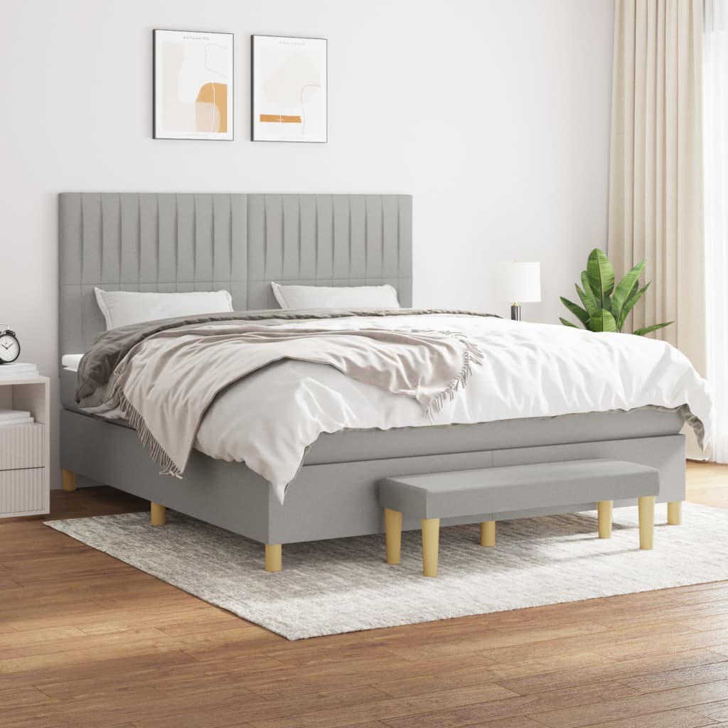 Boxspring met matras stof lichtgrijs 160x200 cm is nu te koop bij PeponiXL, paradijselijk wonen!