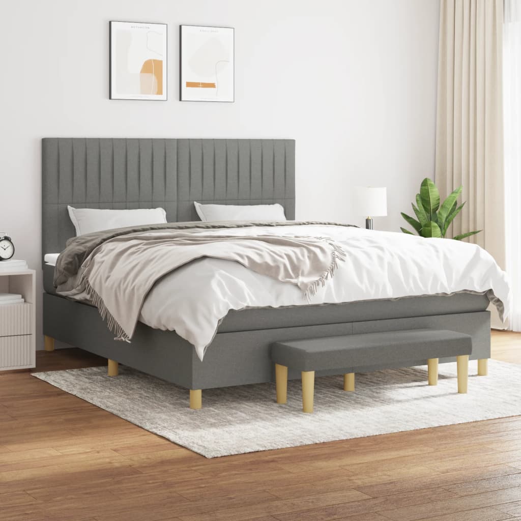 Boxspring met matras stof donkergrijs 160x200 cm is nu te koop bij PeponiXL, paradijselijk wonen!
