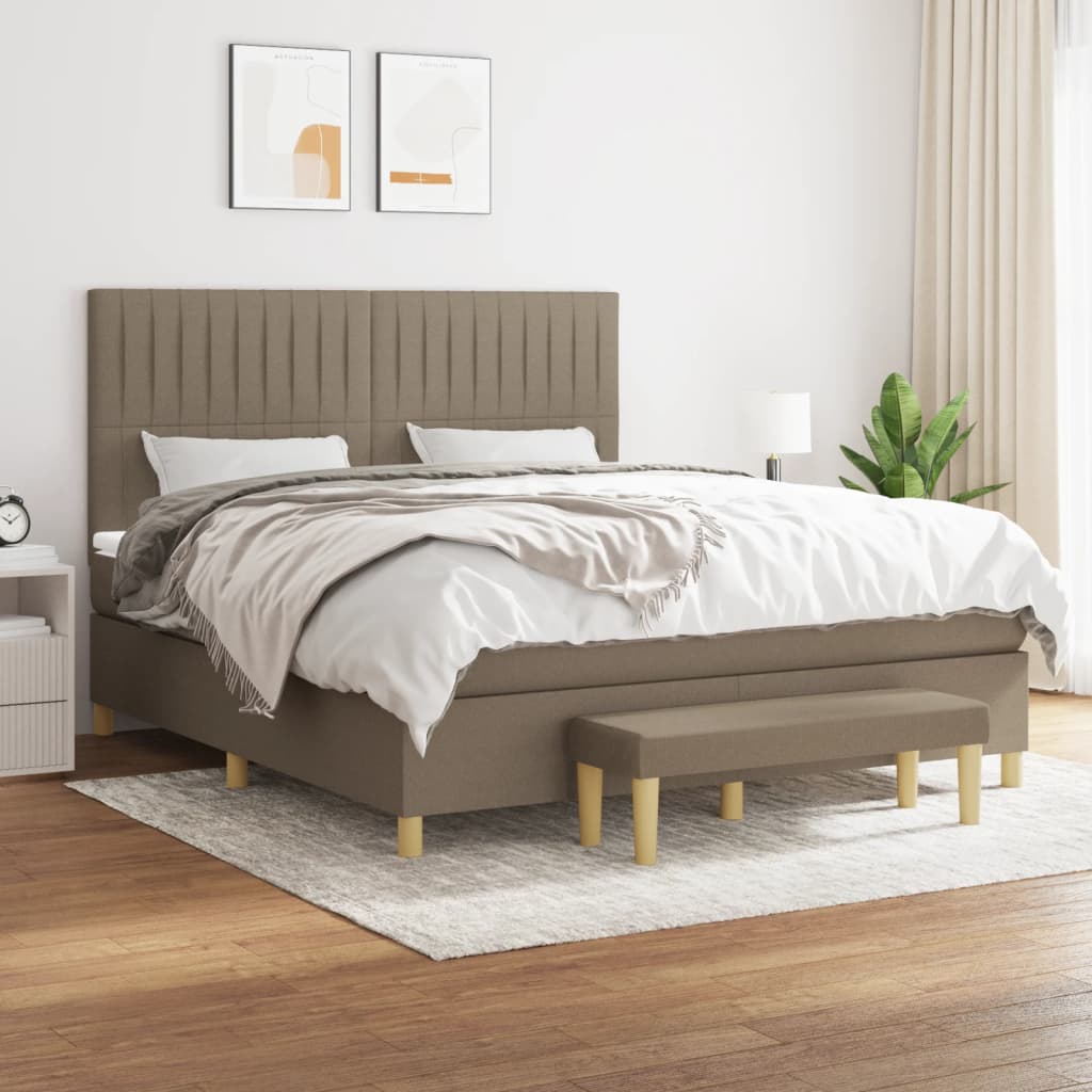 Boxspring met matras stof taupe 160x200 cm is nu te koop bij PeponiXL, paradijselijk wonen!