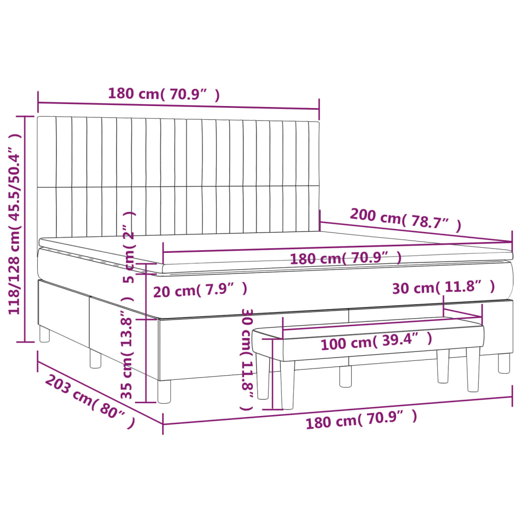 Boxspring met matras stof lichtgrijs 180x200 cm is nu te koop bij PeponiXL, paradijselijk wonen!