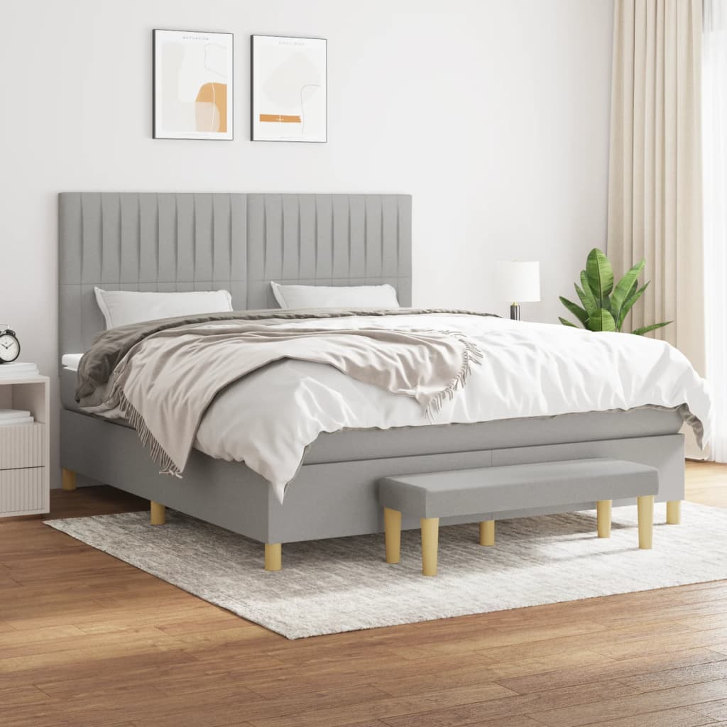 Boxspring met matras stof lichtgrijs 180x200 cm is nu te koop bij PeponiXL, paradijselijk wonen!