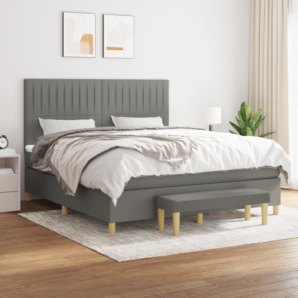 Boxspring met matras stof donkergrijs 180x200 cm is nu te koop bij PeponiXL, paradijselijk wonen!