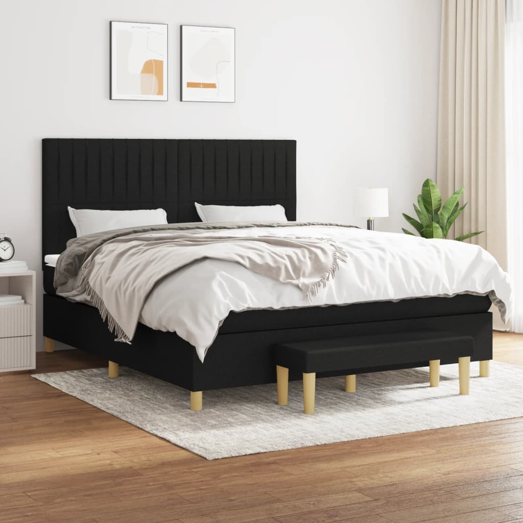Boxspring met matras stof zwart 180x200 cm is nu te koop bij PeponiXL, paradijselijk wonen!
