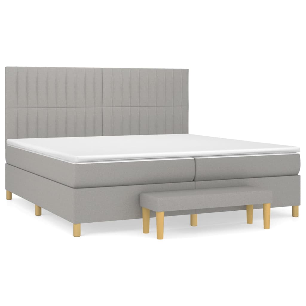 Boxspring met matras stof lichtgrijs 200x200 cm is nu te koop bij PeponiXL, paradijselijk wonen!