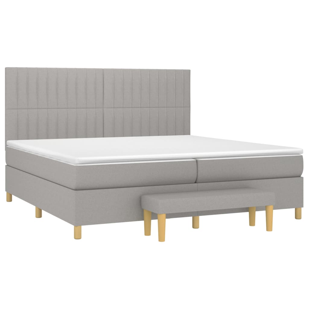Boxspring met matras stof lichtgrijs 200x200 cm is nu te koop bij PeponiXL, paradijselijk wonen!