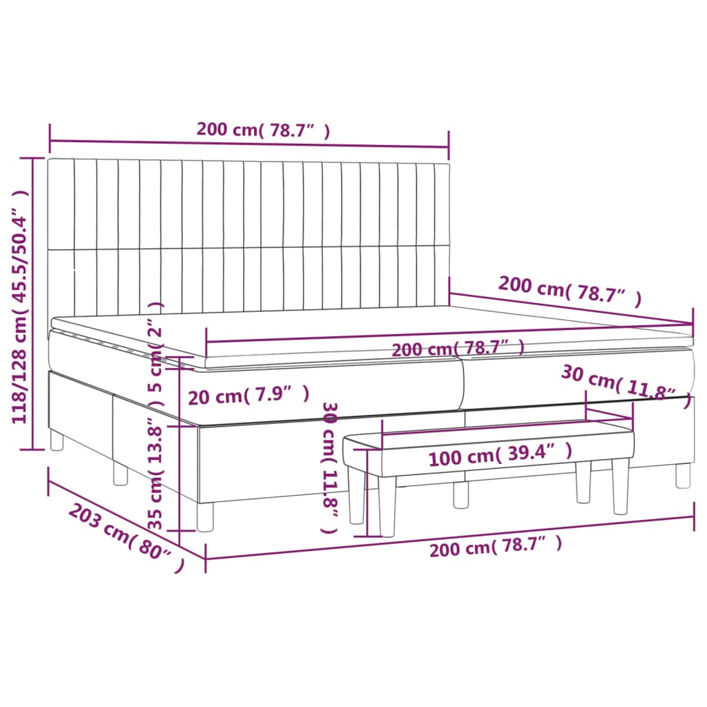 Boxspring met matras stof lichtgrijs 200x200 cm is nu te koop bij PeponiXL, paradijselijk wonen!
