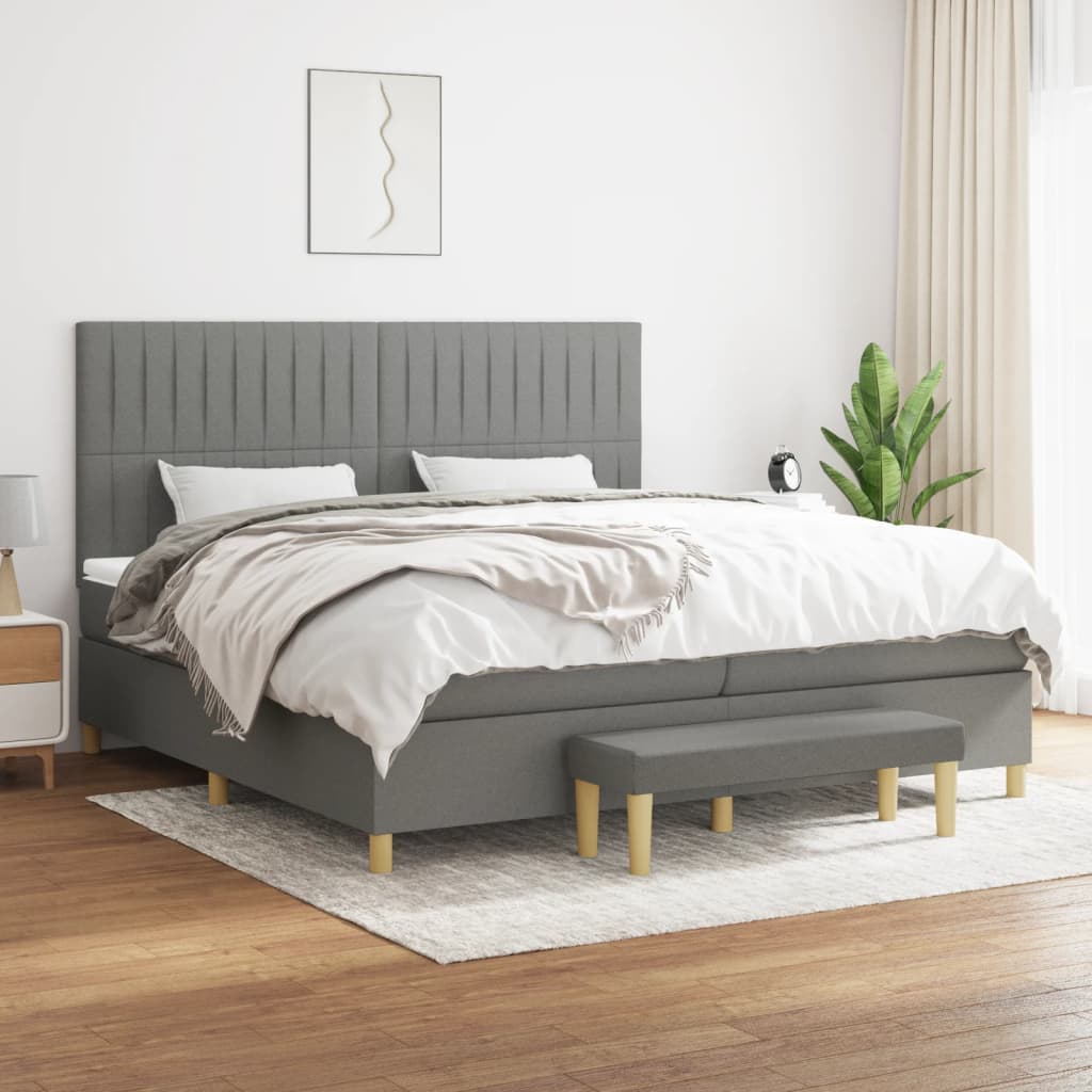 Boxspring met matras stof donkergrijs 200x200 cm is nu te koop bij PeponiXL, paradijselijk wonen!