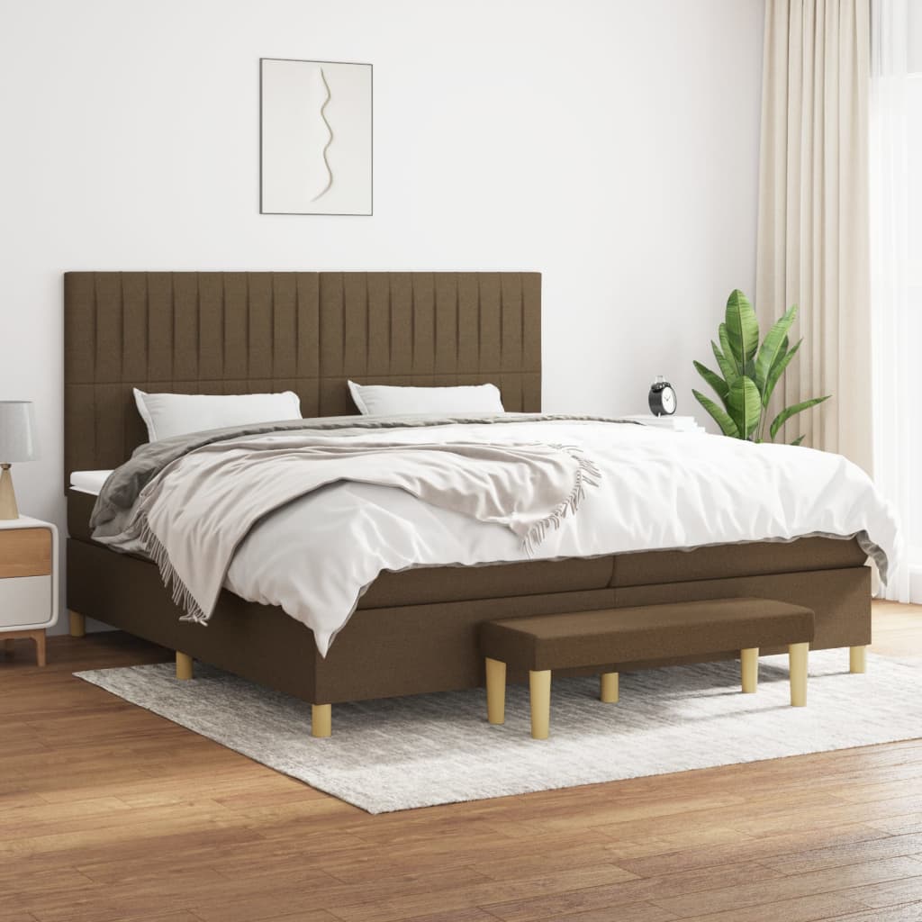 Boxspring met matras stof donkerbruin 200x200 cm is nu te koop bij PeponiXL, paradijselijk wonen!