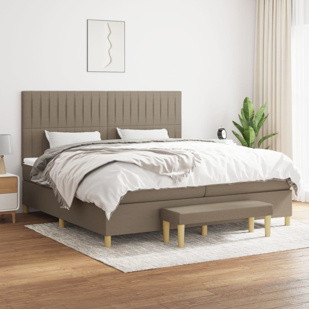 Boxspring met matras stof taupe 200x200 cm is nu te koop bij PeponiXL, paradijselijk wonen!