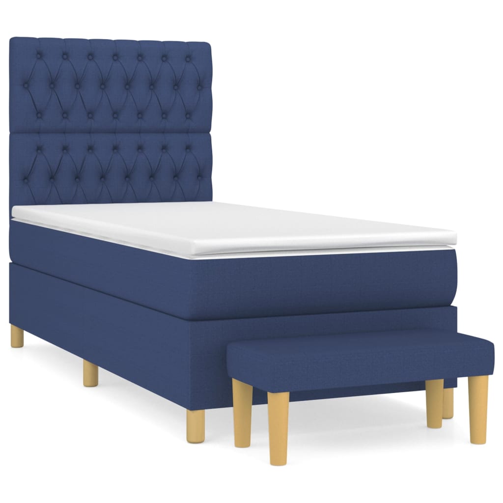 Boxspring met matras stof blauw 90x190 cm is nu te koop bij PeponiXL, paradijselijk wonen!