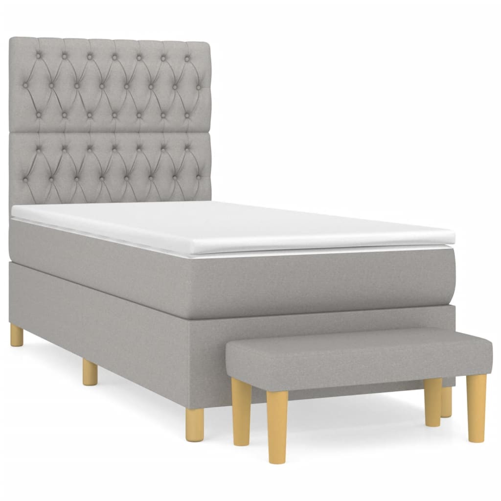 Boxspring met matras stof lichtgrijs 90x200 cm is nu te koop bij PeponiXL, paradijselijk wonen!
