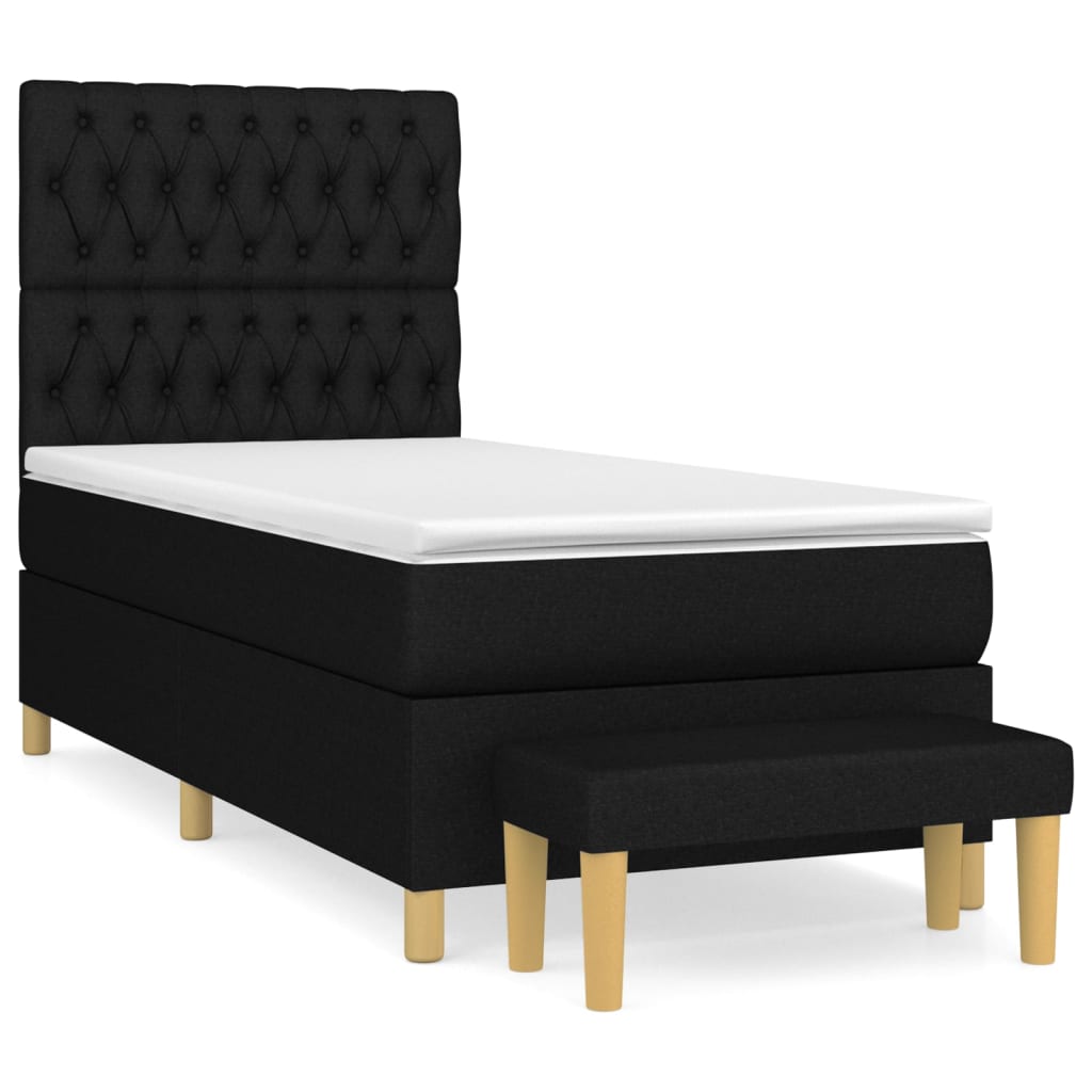 Boxspring met matras stof zwart 90x200 cm is nu te koop bij PeponiXL, paradijselijk wonen!