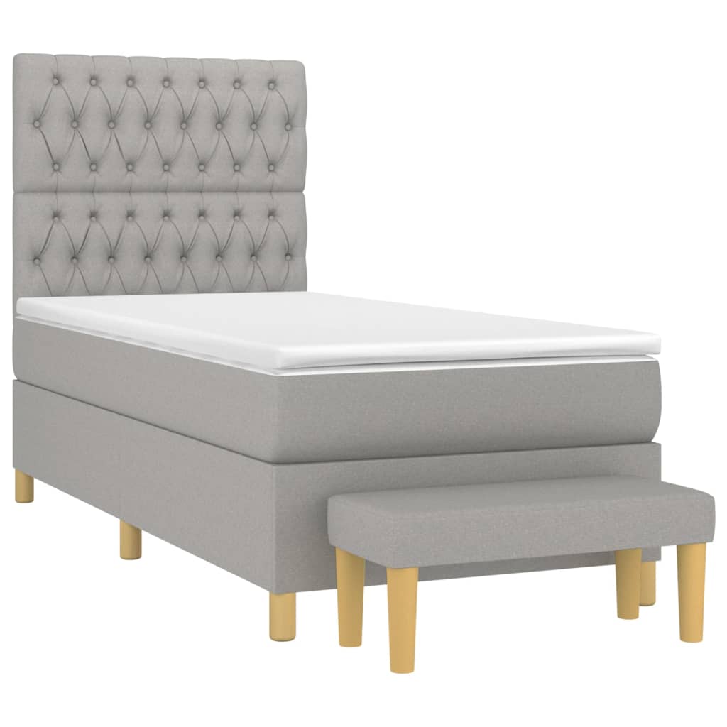Boxspring met matras stof lichtgrijs 100x200 cm is nu te koop bij PeponiXL, paradijselijk wonen!