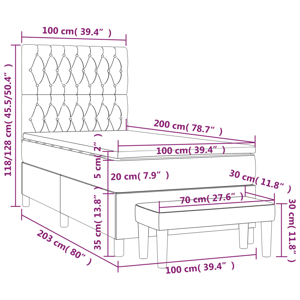 Boxspring met matras stof zwart 100x200 cm is nu te koop bij PeponiXL, paradijselijk wonen!