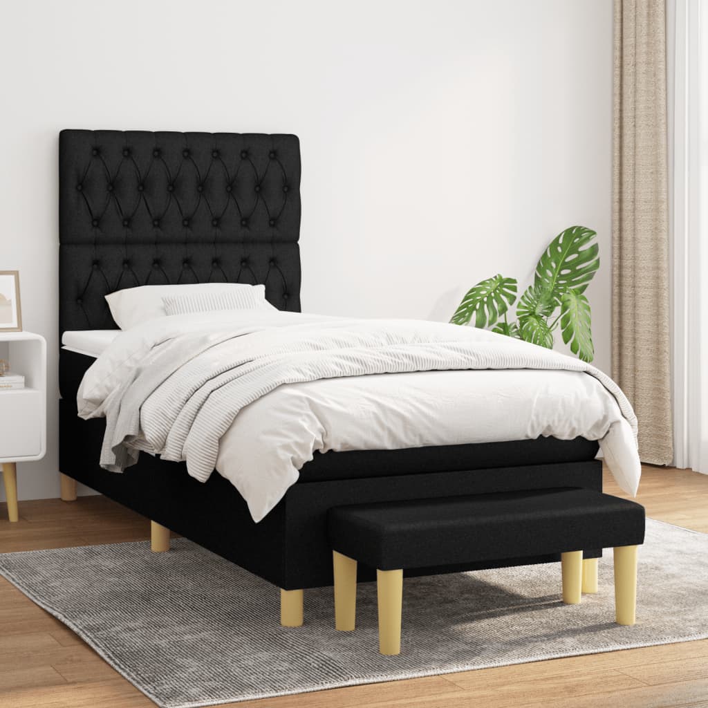 Boxspring met matras stof zwart 100x200 cm is nu te koop bij PeponiXL, paradijselijk wonen!