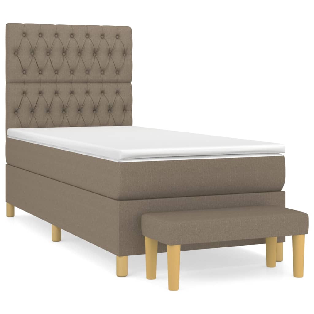 Boxspring met matras stof taupe 100x200 cm is nu te koop bij PeponiXL, paradijselijk wonen!